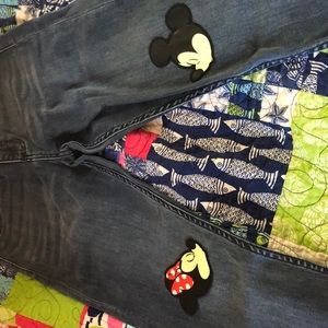 Hot Topic Disney Mickey & Minnie Knee Patch Jeans